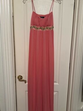 Teeze Me Coral Beaded Waist Maxi Dress